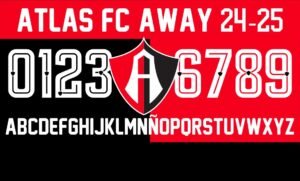 Tipografía Atlas FC Away 2024-2025